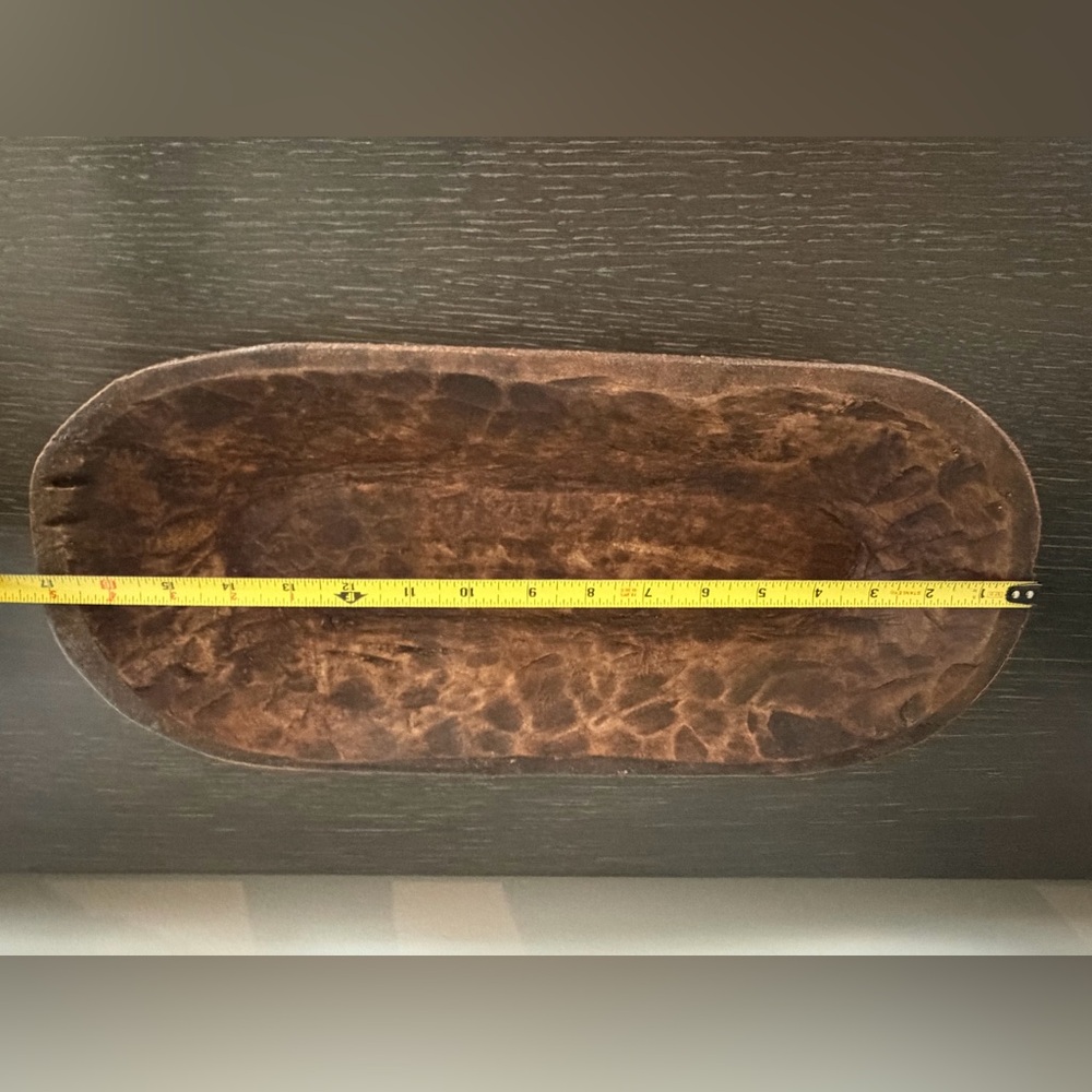 Rustic Brown Wooden Dough Bowl - Picture 2 of 6